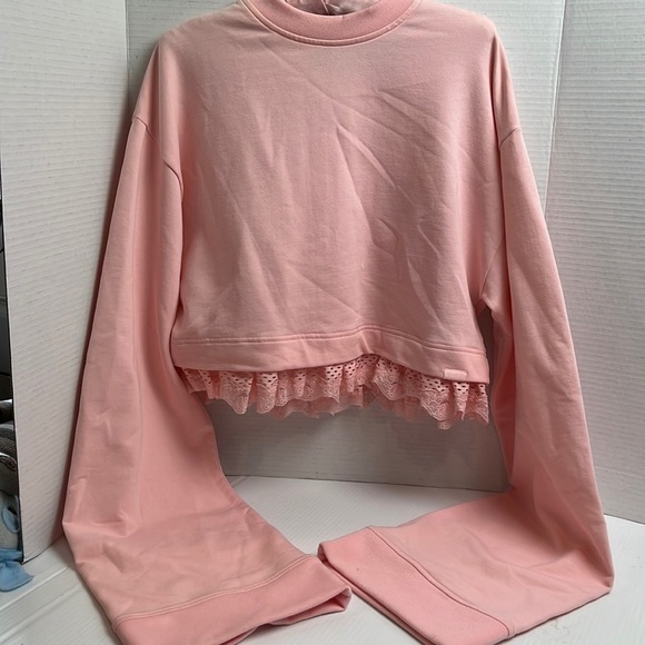 Fenty Puma Rihanna sweatshirt cropped extra long sleeve lace trim - Picture 2 of 7